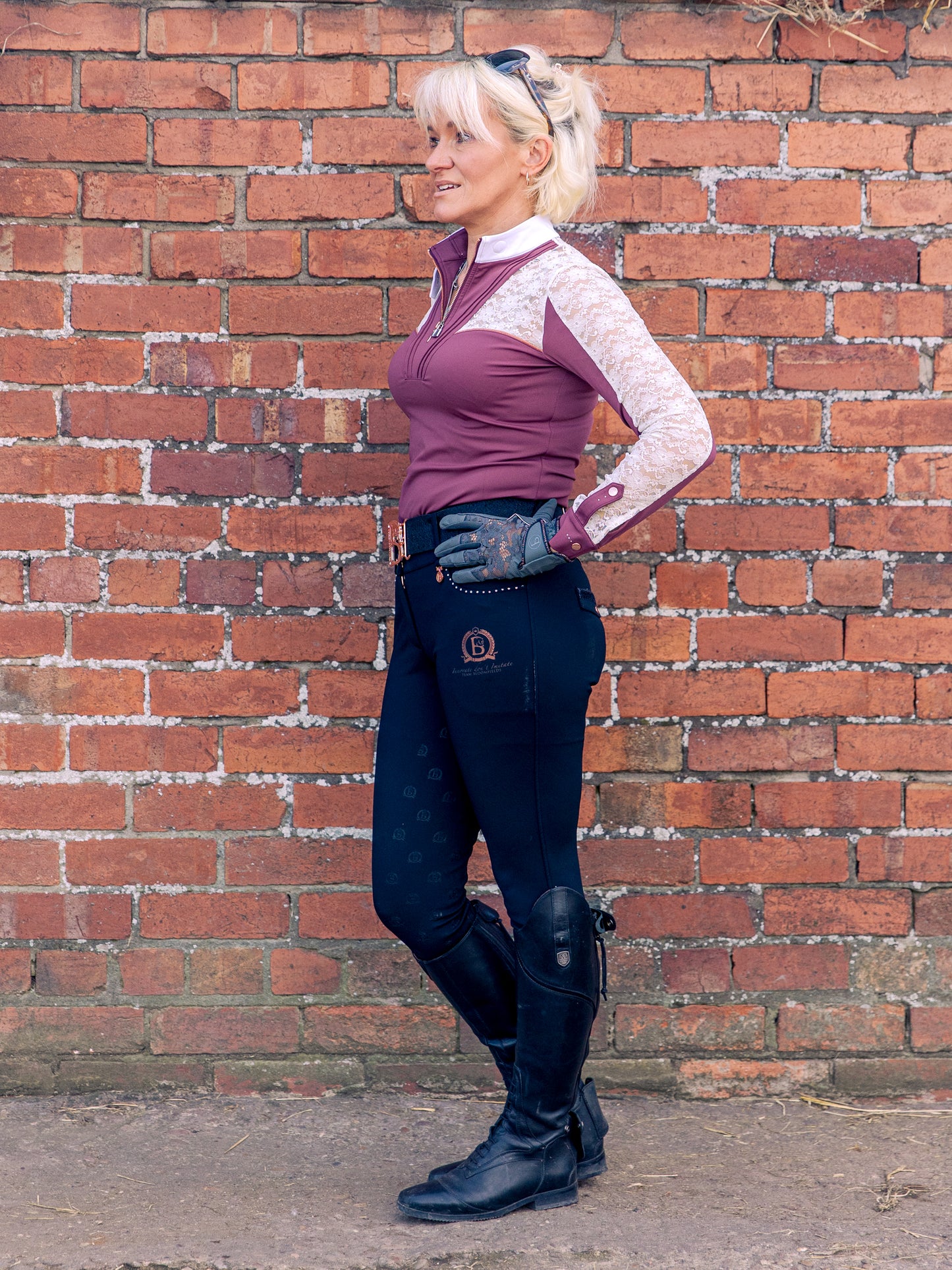 Sophia Burgundy & White Lace Show Shirt