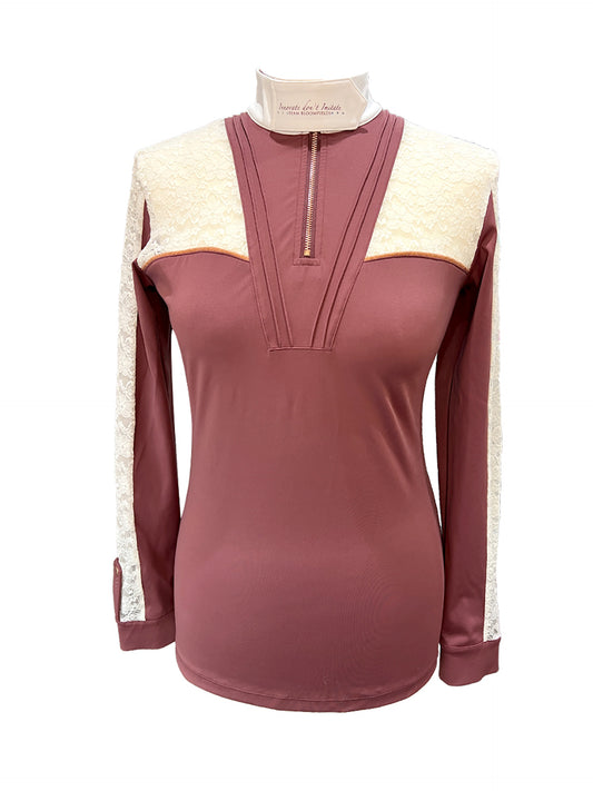 Sophia Burgundy & White Lace Show Shirt