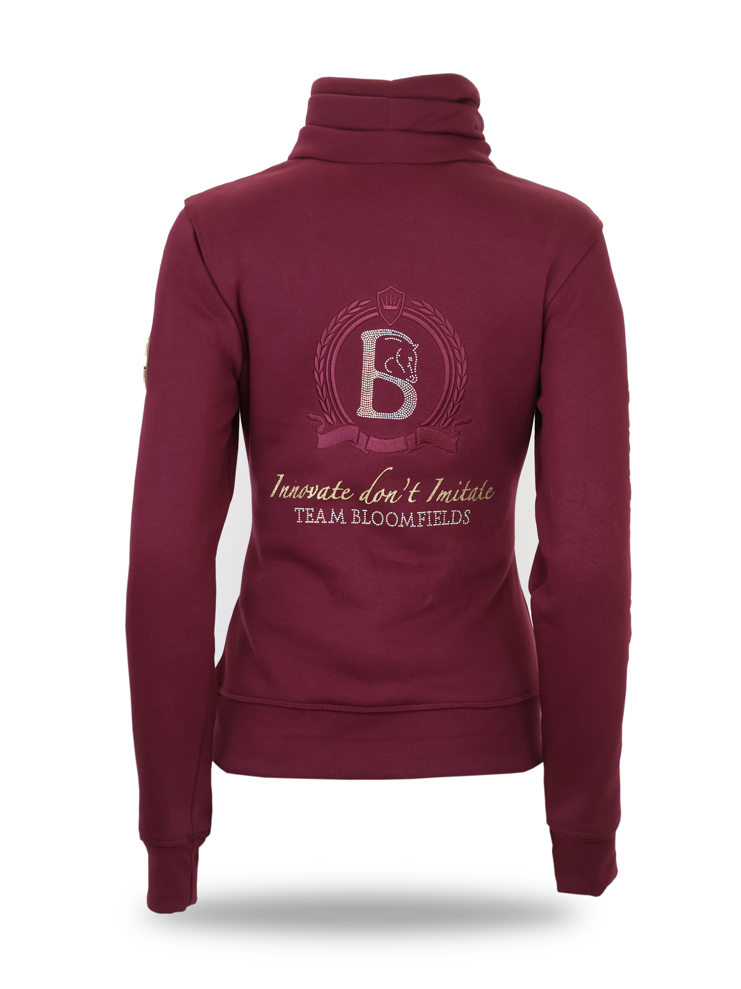 Sade in Burgundy & White Rhinestones & Quarter Zip Top