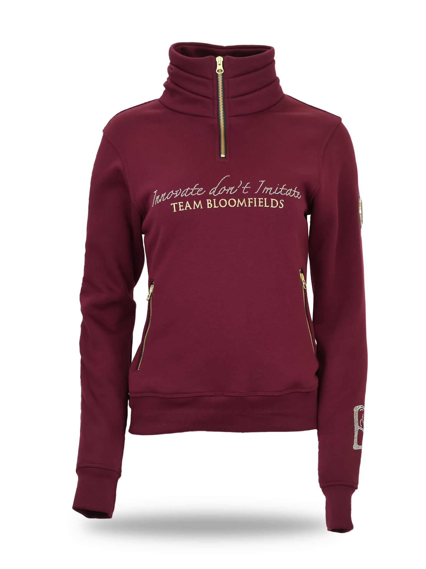 Sade in Burgundy & White Rhinestones & Quarter Zip Top