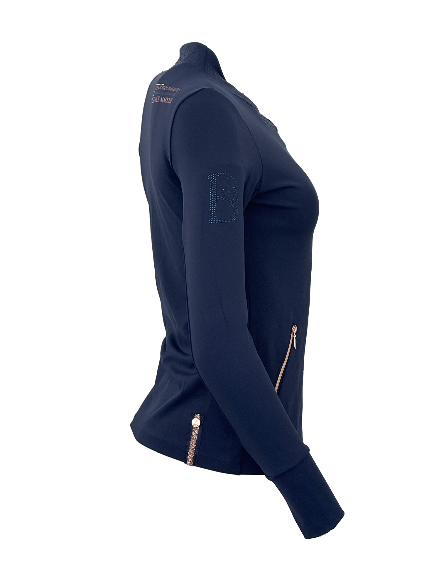 Cora Crystal Diagonal Zip Sport Jacket