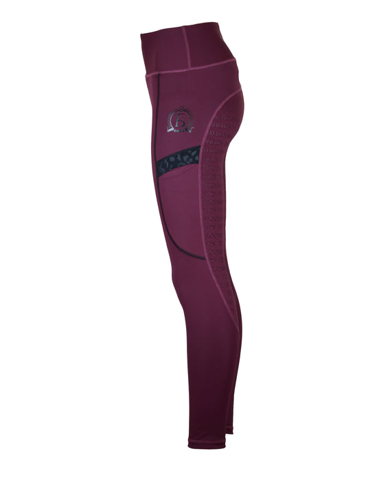 Leonora Plum & Black Full Silicone Seat Riding Leggings