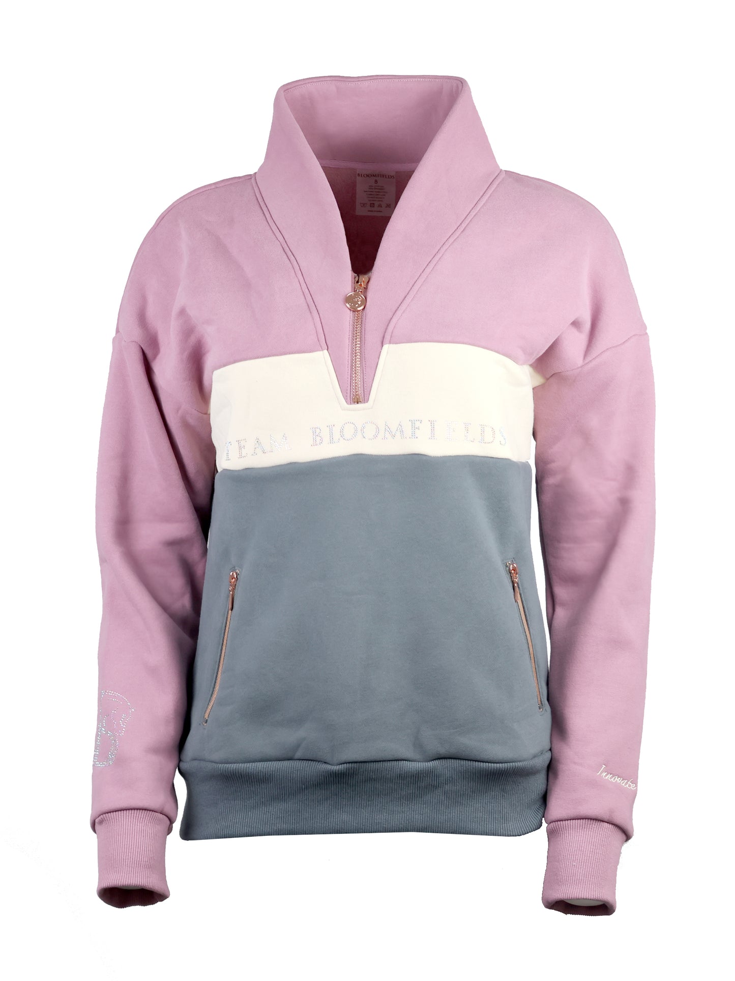 Vanessa V Neck Adult's Top In Tri-Colour Pink, Cream & Grey