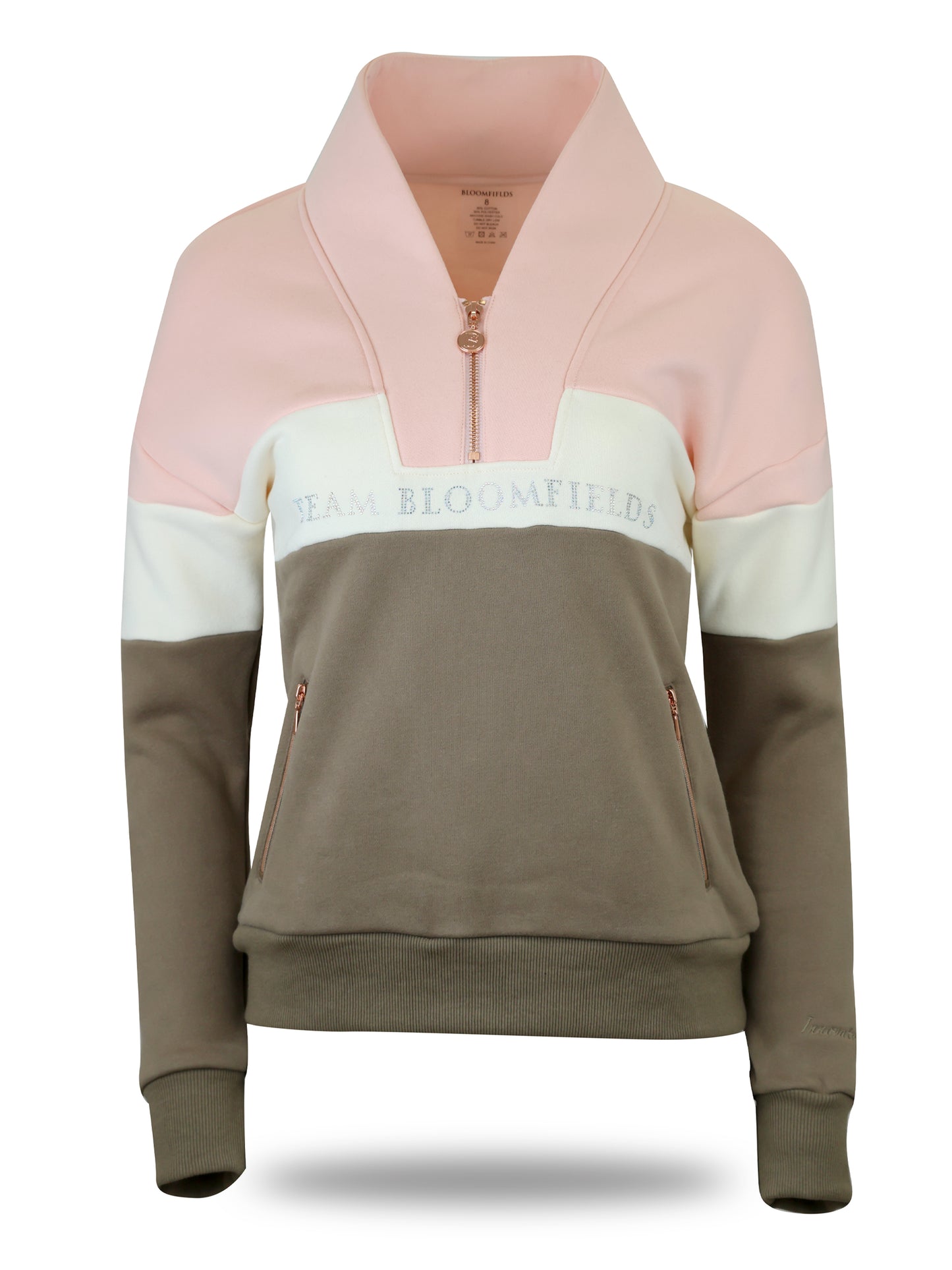 Vanessa V Neck Top In Tri-Colour Pink, Cream & Khaki