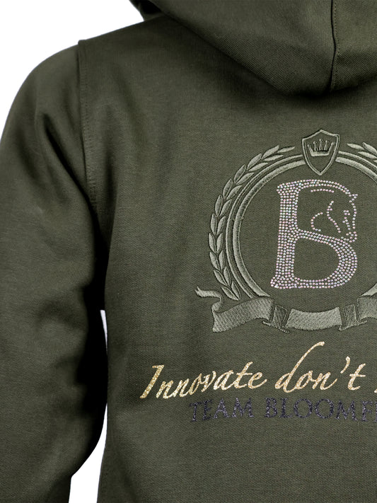 Orla Olive with Diamante Cross Necked Mini Hoodie