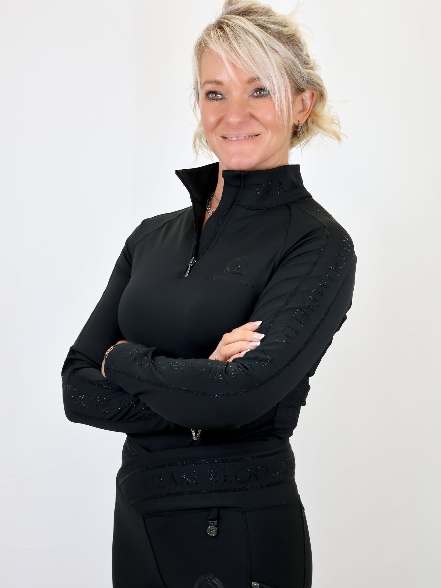 Chloe Black Crystal Base Layer With Long Sleeves