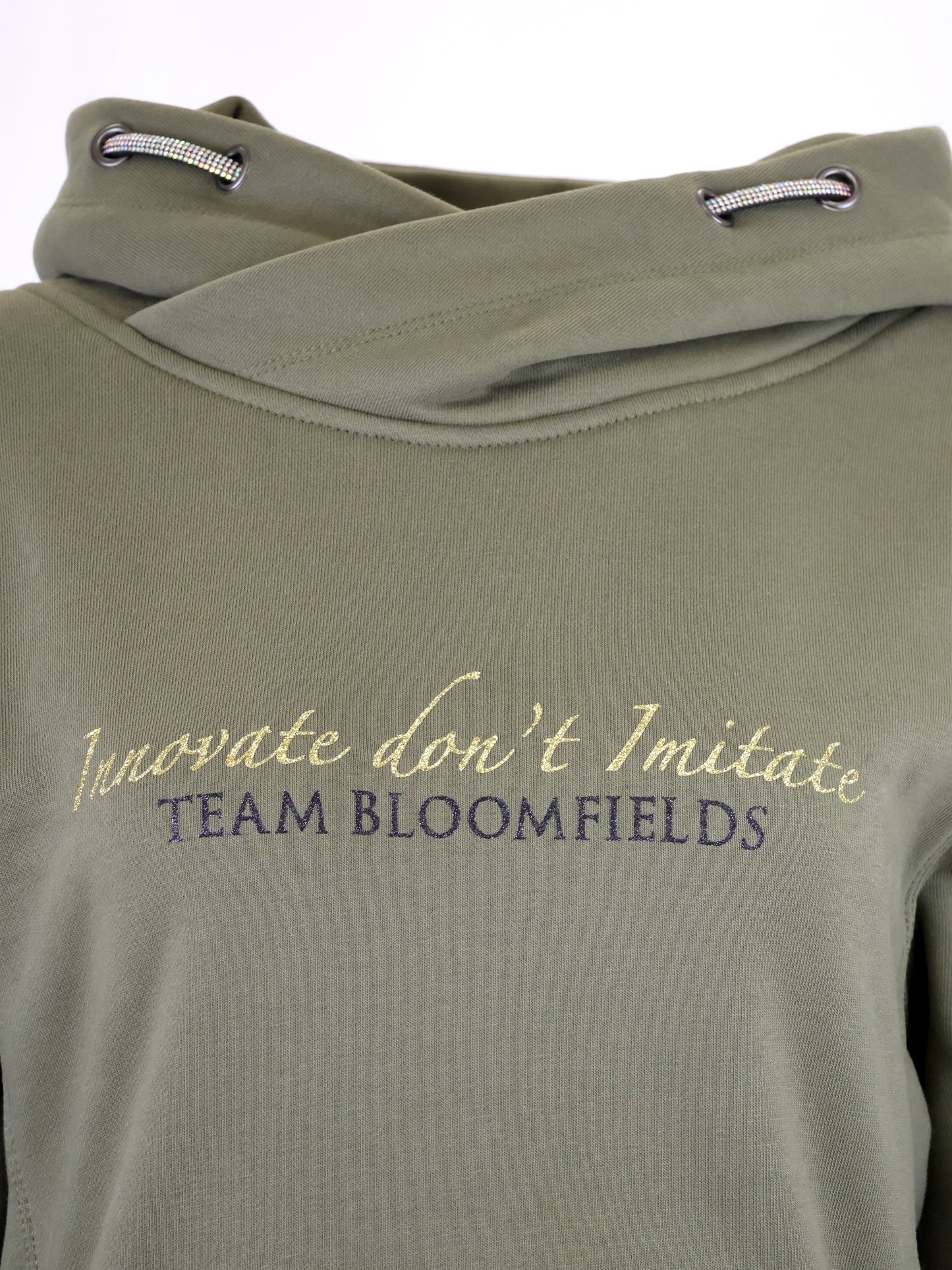 Amelia Sage & Gold Cross Necked Hoodie